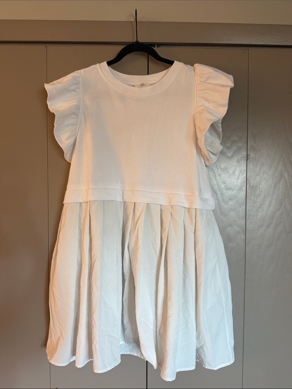 entro White Ruffle Sleeve Baby Doll Mini Dress